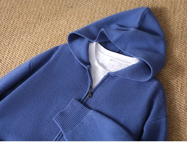 سترة رجالية جديدة بـ 5 ألوان 100% سترة صوف ميرينو، الخريف والشتاء محبوك سترة رجال الأعمال غير الرسمية بأكمام طويلة بقلنسوة