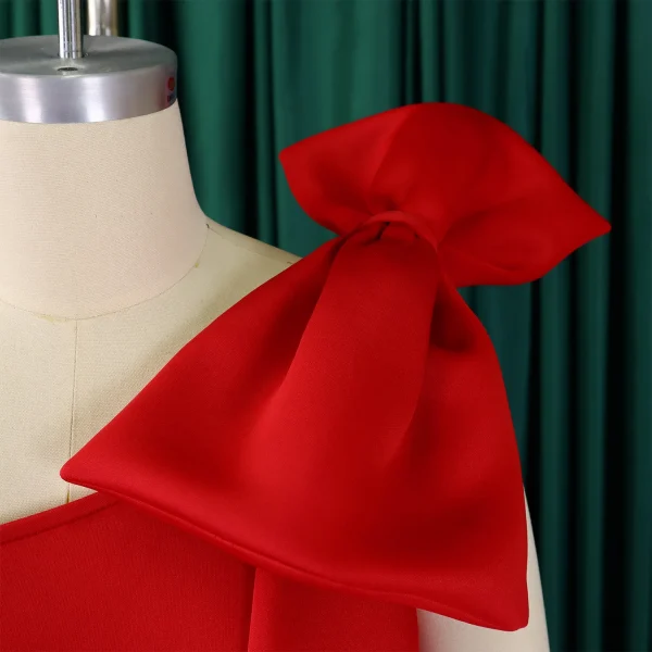 موضة النساء بمقاسات كبيرة فستان بكفة كتف مائلة مع فيونكة لحفلات رسميّة فستان أنيق جديد للمناسبات الخاصة