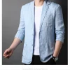 ربيع صيف 2025 بدلة رجالية جديدة عالية الجودة من الكتان الرجالي الأنيق قميص رقيق تركيب قماش معطف رجالي 100٪ كتان بليزر