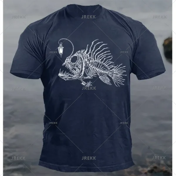 الحيوان تي شيرت للرجال الملابس فانوس الأسماك ثلاثية الأبعاد طباعة عناصر الرعب بلايز الصيف المتضخم الذكور بلايز الشارع ملابس كاجوال