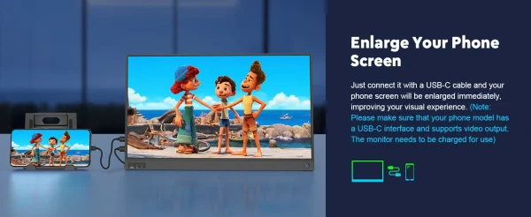 أمودو 15.6 بوصة شاشة محمولة 1920x1080P تمديد عرض IPS لوحة ال سي دي الثقب حامل VESA USBC Mini HDMI شاشة الهاتف المحمول