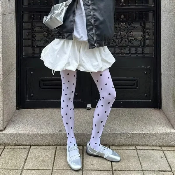 Kave خمر الأسود البولكا نقطة الأبيض جوارب طويلة المرأة الجوارب الشفافة Y2k الفتيات مثير تحطم الجوارب التخسيس طماق مرونة الجورب