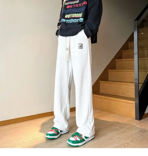 الخريف سراويل تقليدية الرجال موضة مستقيم منقوشة السراويل الرجال الشارع الشهير الهيب هوب فضفاض بنطال ذو قصة أرجل واسعة رجالي Vintage بنطلون M-3XL