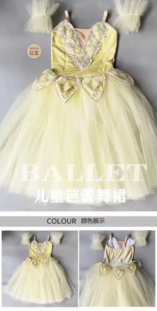 توتو احترافي طويل رومانسي على شكل زهرة حمالة باليه بحيرة البجع باليه للسيدات والأطفال والبنات زي باليه خرافي للسيدات