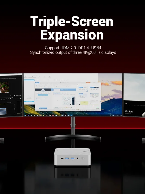 FIREBAT F1 MINI PC AMD Ryzen 7 H255 LPDDR5 ذاكرة عشوائية 24 جيجابايت قرص صلب SSD بسعة 1 تيرابايت واي فاي 6 بلوتوث 5.2 كمبيوتر مكتبي صغير محمول كمبيوتر سطح المكتب ويندوز 11