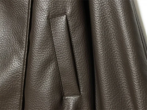 سترة نسائية لخريف 2025 جديدة باللون الأسود بأكمام طويلة من الجلد الصناعي بتصميم دراجة نارية