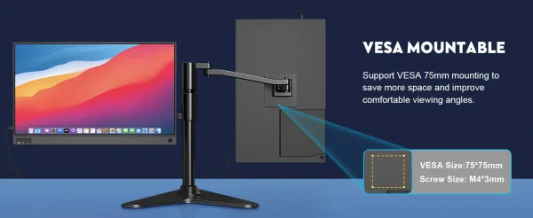 أمودو 15.6 بوصة شاشة محمولة 1920x1080P تمديد عرض IPS لوحة ال سي دي الثقب حامل VESA USBC Mini HDMI شاشة الهاتف المحمول