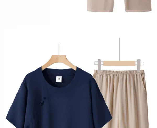 عادية الأزهار طباعة قصيرة الأكمام رقيقة أمي مجموعة الصيف فضفاض تي شيرت الجدة الملابس قطعتين دعوى البوليستر دنة مزيج