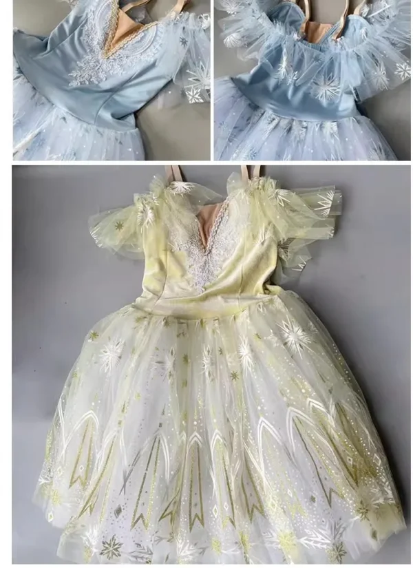 توتو احترافي طويل رومانسي على شكل زهرة حمالة باليه بحيرة البجع باليه للسيدات والأطفال والبنات زي باليه خرافي للسيدات