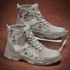 New Men's Winter Camouflage Ankle Boots Fur Lined Warm Non-Slip Outdoor Tactical Work Boots for Male