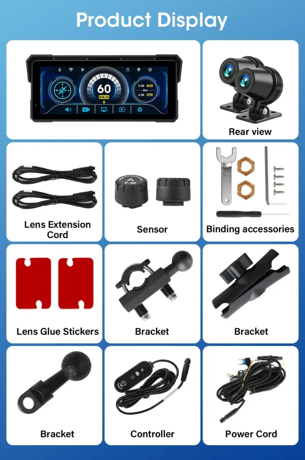 جانسايت محمول 8.1 بوصة IP67 مقاوم للماء للدراجات النارية 4K DVR نظام تحديد المواقع والملاحة اللاسلكية Carplay أندرويد السيارات موتو مسجل مراقب
