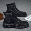 New Men's Winter Camouflage Ankle Boots Fur Lined Warm Non-Slip Outdoor Tactical Work Boots for Male