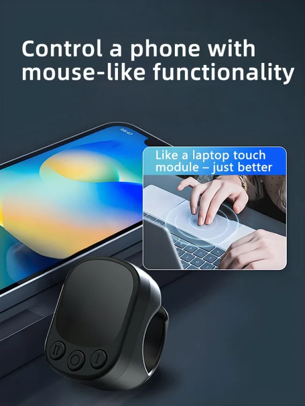 Mouse Ring Remote Control with Touchpad,Smart Automatic Screen Clicker Device，Continuous Clicker，Scrolling Ring Remote Control S