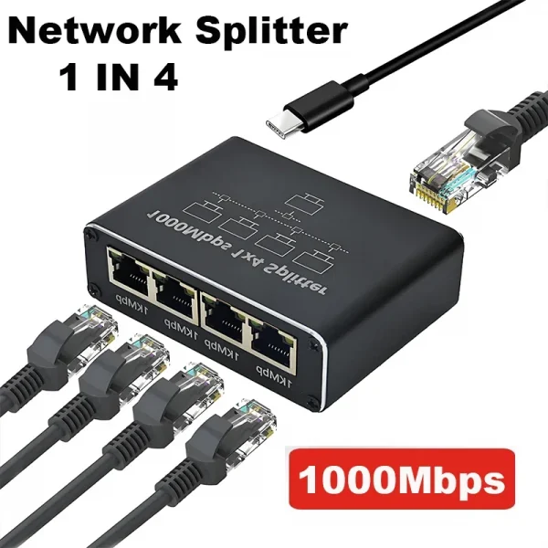 جيجابت 1000Mbps RJ45 الفاصل 1 إلى 2 4 إيثرنت محول Lan موصل التبديل المقرنة للكمبيوتر المحمول صندوق التلفزيون راوتر التلفزيون الرقمي