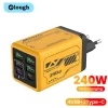 240 واط 6 منافذ 4USB + 2 نوع C شحن سريع للغاية شاحن الهاتف المحمول USB3.0 PD3.0 الاتحاد الأوروبي/المملكة المتحدة/الولايات المتحدة شاحن آيفون 17 16 سامسونج POCO