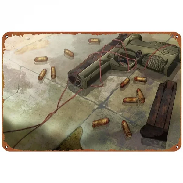 ديكور معدني ثنائي الأبعاد علامات معدنية مسدس مصممة بشكل رائع: تجسد الرقي العسكري، هذه هي ديكور الحائط المثالي