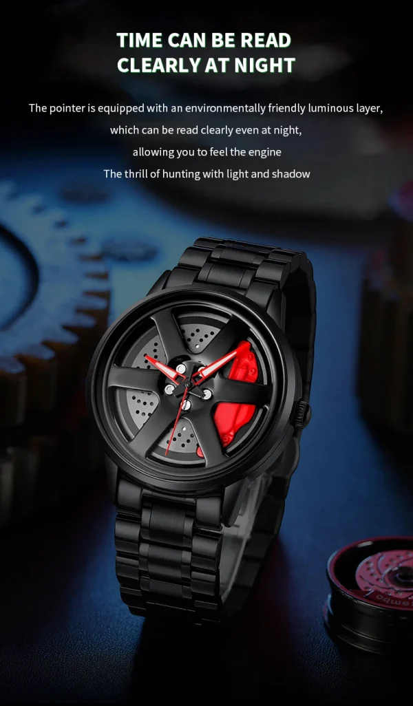 VA VA VOOM Sports Car Watch Fashionable Rotating Dial Stainless Steel Strap 3Bar Waterproof Quartz Movement Watches reloj hombre