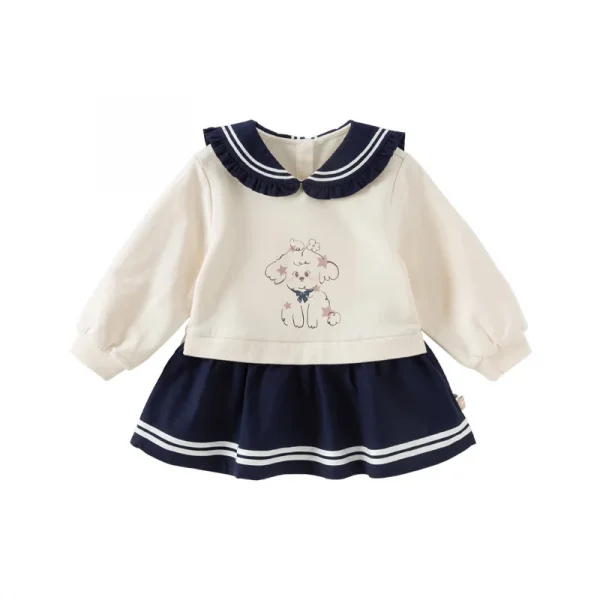 هودي أطفال ربيع 2025 ديف بيلا بطبعة جرو لطيف ولطيف للبنات، قميص مزيف على شكل قطعتين بأسلوب أكاديمي للحفلات DB1250891