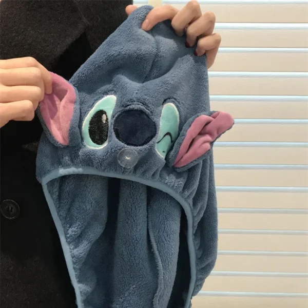 ديزني غرزة منشفة الشعر الجاف المرأة موضة المرجان المخملية تجفيف التفاف قوي دش الماء قبعة مسح حمام القبعات أداة الهدايا