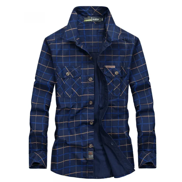 جديد ربيع الرجال متعددة جيوب الأدوات العسكرية في الهواء الطلق قمصان الذكور منقوشة قمصان غير رسمية جودة الرجل القطن قمصان طويلة الأكمام 3XL