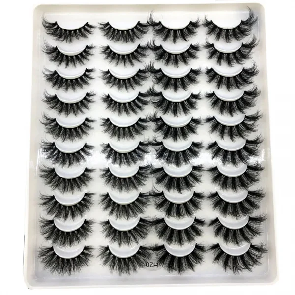 20 زوجًا من رموش المنك الصناعية ثلاثية الأبعاد رموش صناعية طبيعية درامية رقيق ناعمة حجم متقاطع أدوات تجميل للرموش قابلة لإعادة الاستخدام