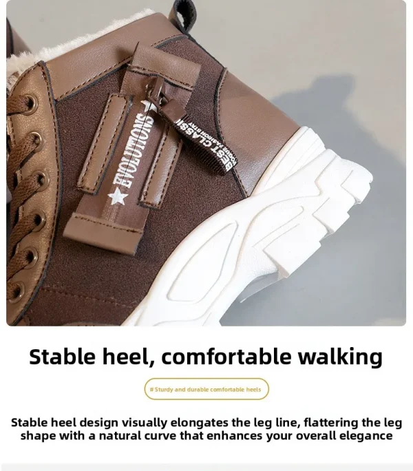 أحذية كاجوال فائقة النعومة، أحذية أبي سميكة القاع، أحذية منصة عالية الارتفاع، أحذية عصرية للشتاء الدافئ بنمط جديد للنساء