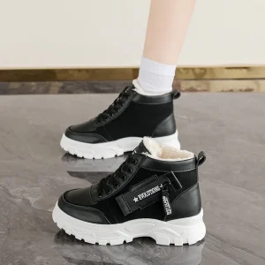 أحذية كاجوال فائقة النعومة، أحذية أبي سميكة القاع، أحذية منصة عالية الارتفاع، أحذية عصرية للشتاء الدافئ بنمط جديد للنساء