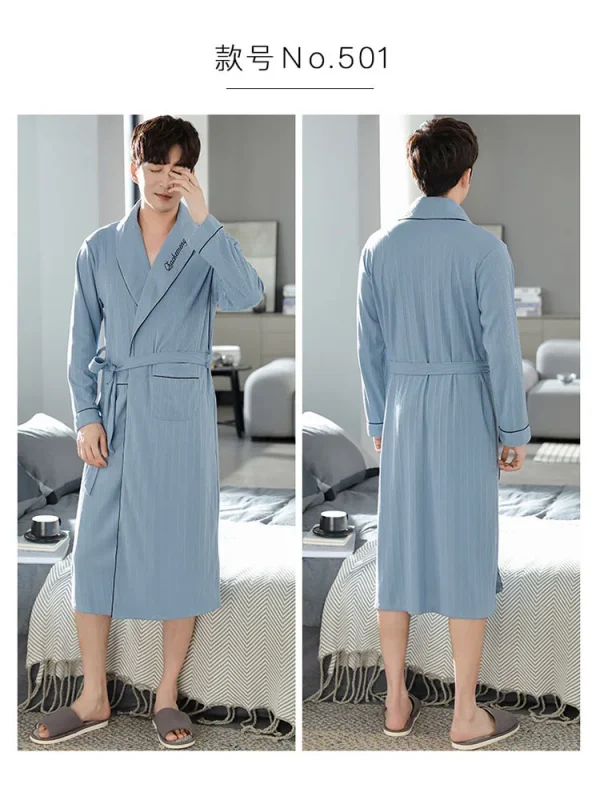 رداء حمام منقوش غير رسمي رجل ربيع الخريف القطن رداء ملابس خاصة طويلة الأكمام كيمونو الذكور الخامس الرقبة الملابس الداخلية الحميمة سبا Robes L-4XL