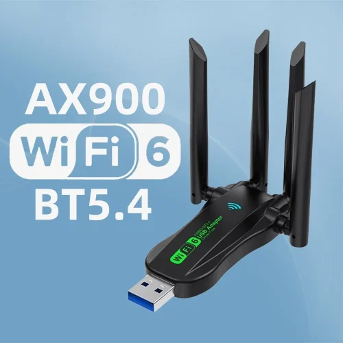 AX900 واي فاي USB محول WiFi6 بلوتوث 5.4 ثنائي النطاق 2.4G + 5.8Ghz 4 هوائي دونغل USB استقبال بطاقة لاسلكية للكمبيوتر/الكمبيوتر المحمول