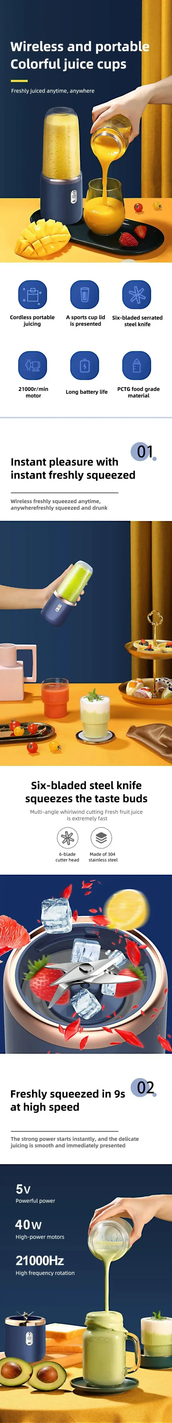 6 ألوان 400 مللي خلاط USB محمول كوب لصنع العصائر الكهربائية للسفر لأداة خلاط صغير للمطبخ عصير ميلك شيك