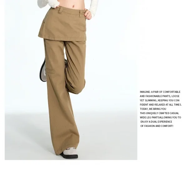 2025 ربيع الخريف حجم كبير الرجعية وهمية قطعتين ضرطة الستار الجينز مايكرو سحب البضائع التخسيس مستقيم مكدسة واسعة الساق السراويل