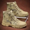 New Men's Winter Camouflage Ankle Boots Fur Lined Warm Non-Slip Outdoor Tactical Work Boots for Male