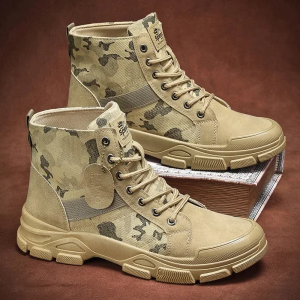 New Men's Winter Camouflage Ankle Boots Fur Lined Warm Non-Slip Outdoor Tactical Work Boots for Male