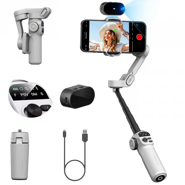 AOCHUAN Smart X2 3 Axis Gimbal Stabilizer للهواتف الذكية iPhone و Android Gimbal مع شاشة LED مدمجة لعمود التمديد