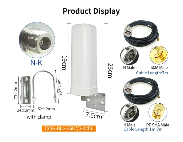 هوائي ZIISOR 5G لتقوية الإشارة في الهواء الطلق 4G LTE راوتر هوائيات طويلة المدى مع كابل ثلاثي الأبعاد N أنثى RP SMA ذكر