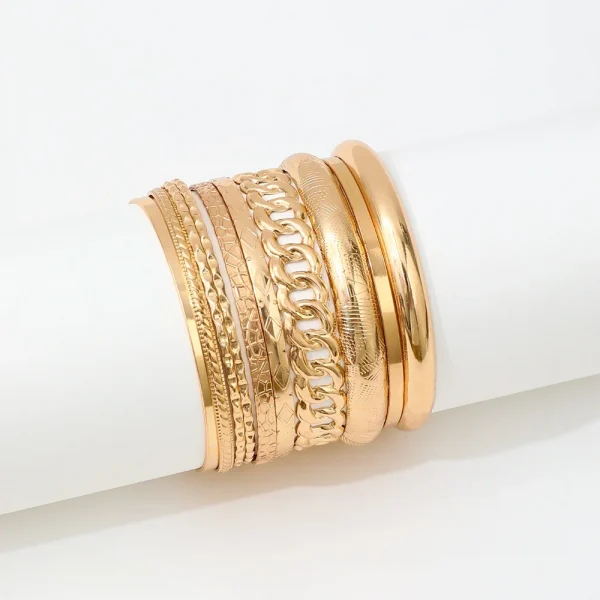 10 قطعة/المجموعة مجموعة أساور معدنية للنساء الثقيلة الشرير أنماط جديدة الهيب هوب محكم أساور الموضة مجوهرات اكسسوارات