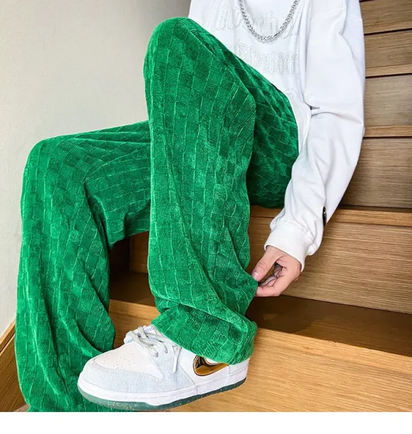 الخريف سراويل تقليدية الرجال موضة مستقيم منقوشة السراويل الرجال الشارع الشهير الهيب هوب فضفاض بنطال ذو قصة أرجل واسعة رجالي Vintage بنطلون M-3XL