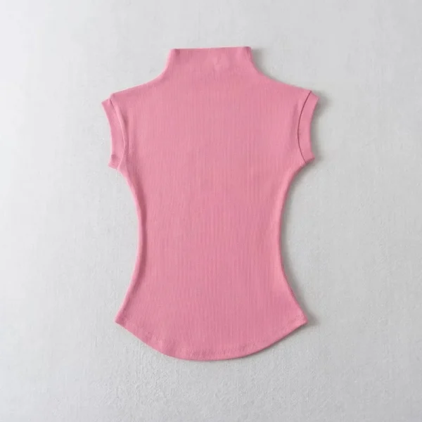 تي شيرت نسائي صيفي مثير بياقة مدورة بدون أكمام تي شيرت علوي سادة ضيق مناسب بلوفرات كاجوال تي شيرت نسائي أساسيات ملابس الشارع تي شيرت