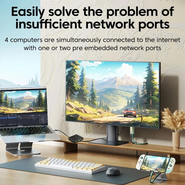 VIKEFON 5-port جيجابت جهاز سويتش للشبكات إيثرنت RJ45 منفذ الشبكة كابل اتصال التبديل شبكة الفاصل كابل المتوسع