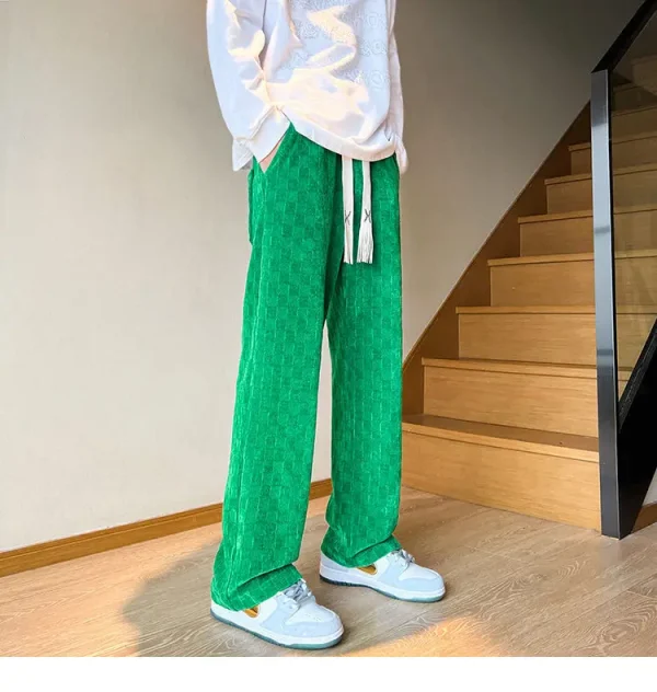 الخريف سراويل تقليدية الرجال موضة مستقيم منقوشة السراويل الرجال الشارع الشهير الهيب هوب فضفاض بنطال ذو قصة أرجل واسعة رجالي Vintage بنطلون M-3XL