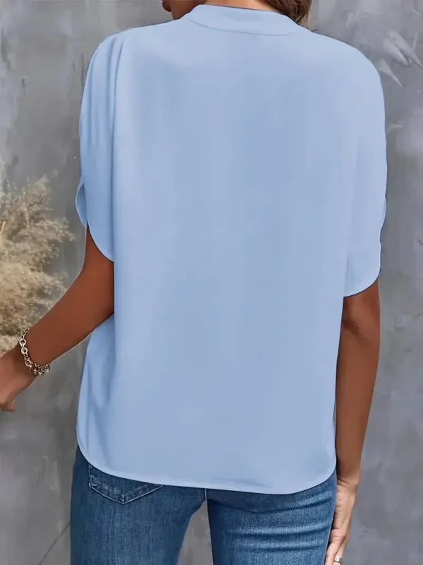 بلوزة نسائية صيفية غير رسمية من VEITCHE قمصان نسائية عصرية بياقة على شكل v نصف كم بلوفر أنيق للمكتب بلوزات فضفاضة