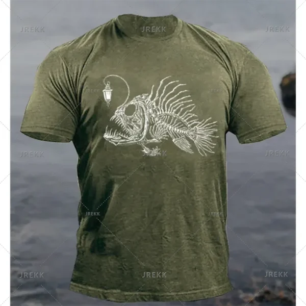 الحيوان تي شيرت للرجال الملابس فانوس الأسماك ثلاثية الأبعاد طباعة عناصر الرعب بلايز الصيف المتضخم الذكور بلايز الشارع ملابس كاجوال