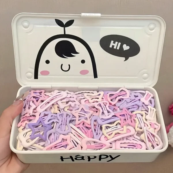 10/20/30 قطعة من مشابك الشعر الوردية الفاتحة على شكل قلب وعلى شكل فيونكة |  مناسبة للفتيات كهدية للحفلات أو العطلات.