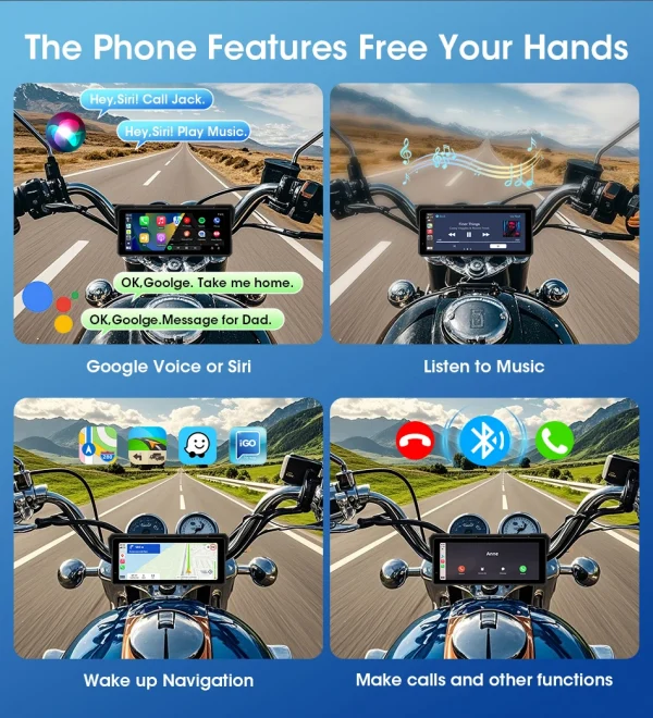 جانسايت محمول 8.1 بوصة IP67 مقاوم للماء للدراجات النارية 4K DVR نظام تحديد المواقع والملاحة اللاسلكية Carplay أندرويد السيارات موتو مسجل مراقب