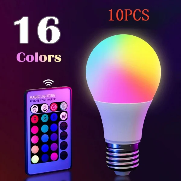 16 لون RGB لمبة LED متعدد الألوان لمبة E27 220 فولت الإضاءة المنزلية عكس الضوء 24 مفتاح التحكم عن بعد مصباح ذكي مصباح لتهيئة الجو