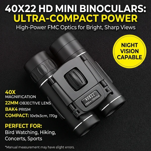 منظار 40x22 عالي الدقة مع BAK4 FMC: تلسكوب صغير طويل المدى قابل للطي بطول 2000 متر، مثالي للصيد والرياضة والتخييم والسفر