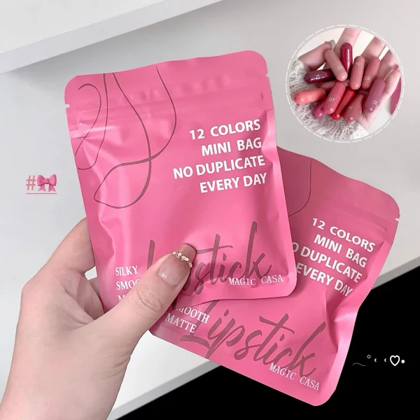 مجموعة مرطب الشفاه ماجيك كازا المكونة من 12 لونًا غير لامع، تدوم طويلاً ولا تبهت، هدية مثالية للنساء، مثالية لمهرجانات المكياج