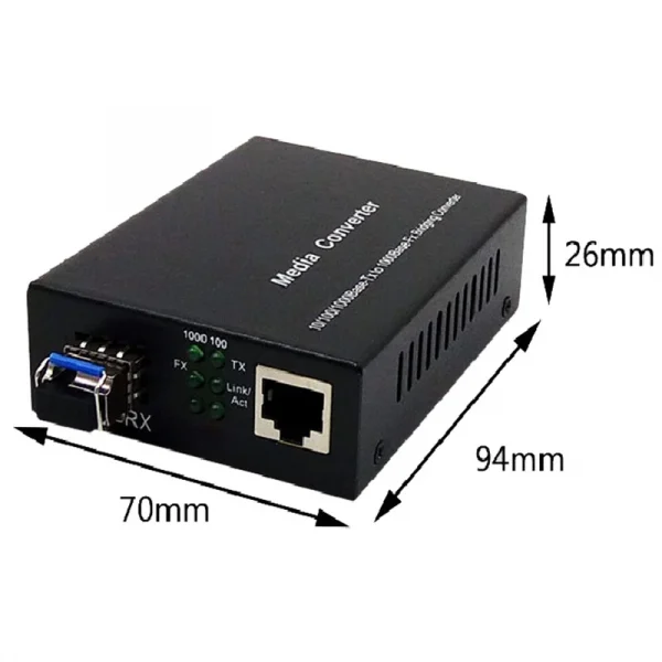 1 Pair Fiber Optical Media Converter 1 Port SFP to 1 RJ45 Gigabit Optical Fiber Ethernet 10/100/1000M