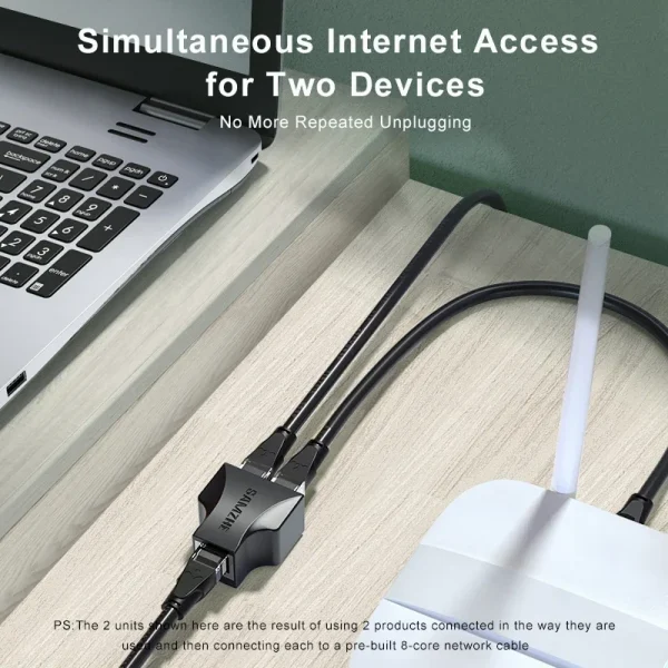 SAMZHE Ethernet Adapter Lan Cable Extender Splitter for Internet Connection Cat6 RJ45 Splitter Coupler Contact Modular Plug