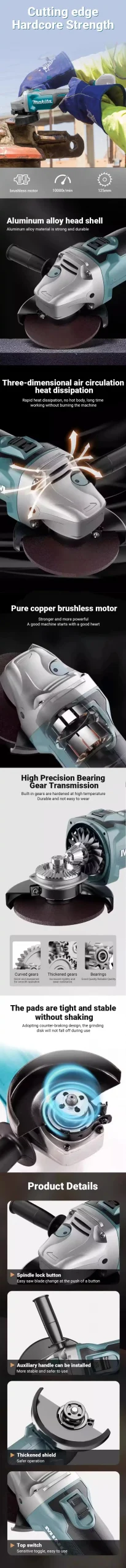 الأصلي ماكيتا DGA404 فرش زاوية طاحونة تلميع آلة القطع اللاسلكي زاوية طاحونة أداة لماكيتا 18 فولت بطارية دبوس
